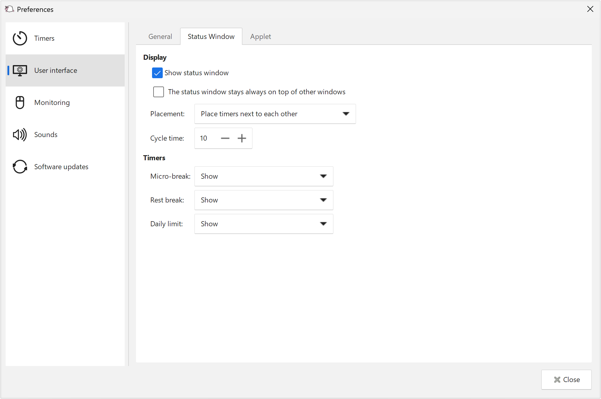 Preferences - UI - Main Window