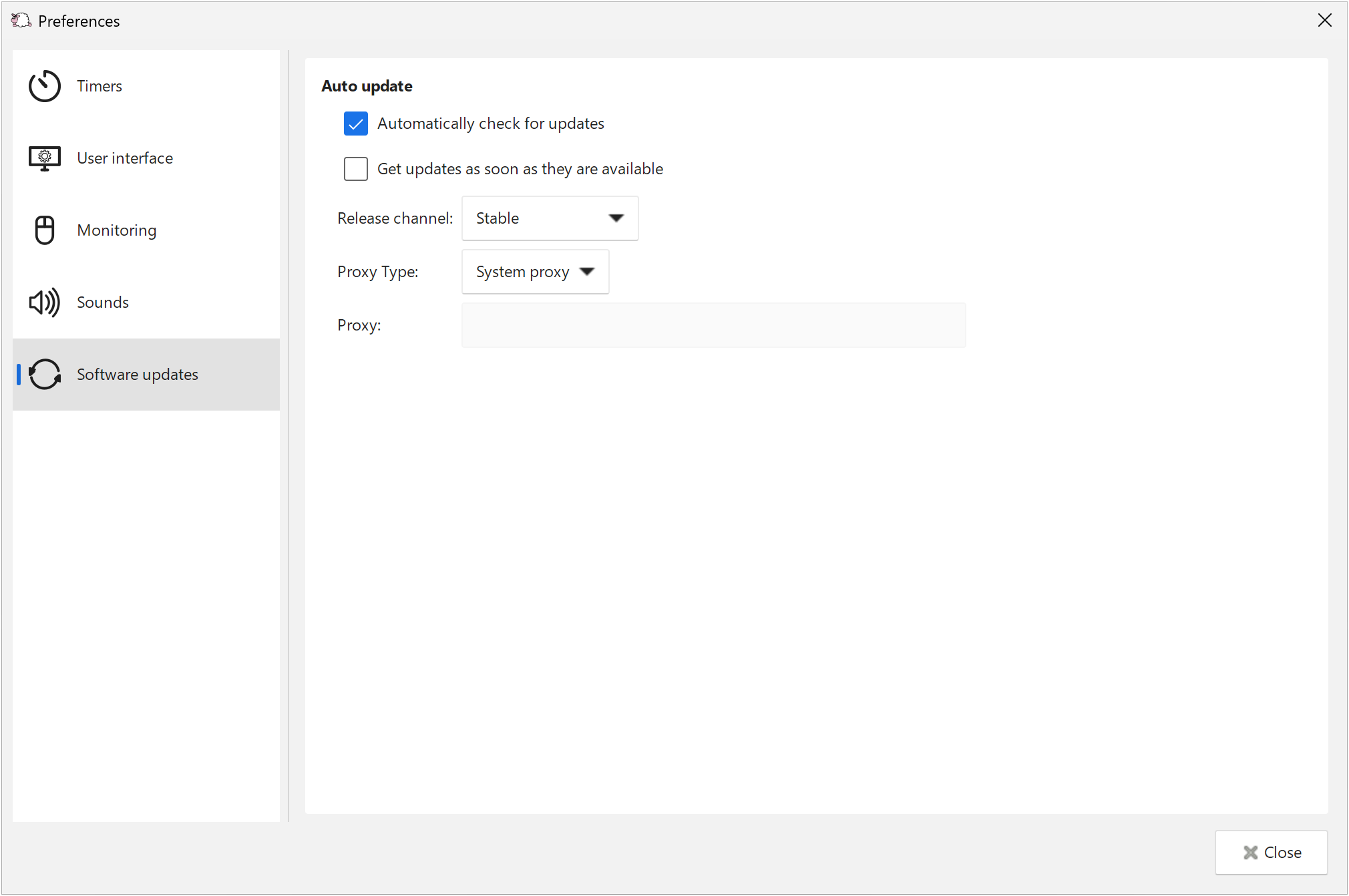 Software-update preferences on Windows 11