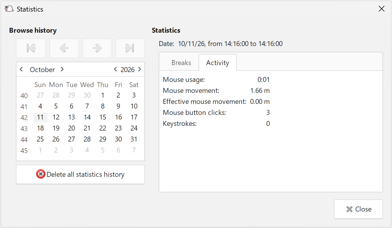 Activity statistics