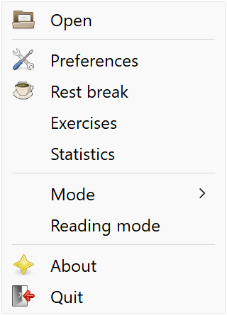 Windows tray icon menu