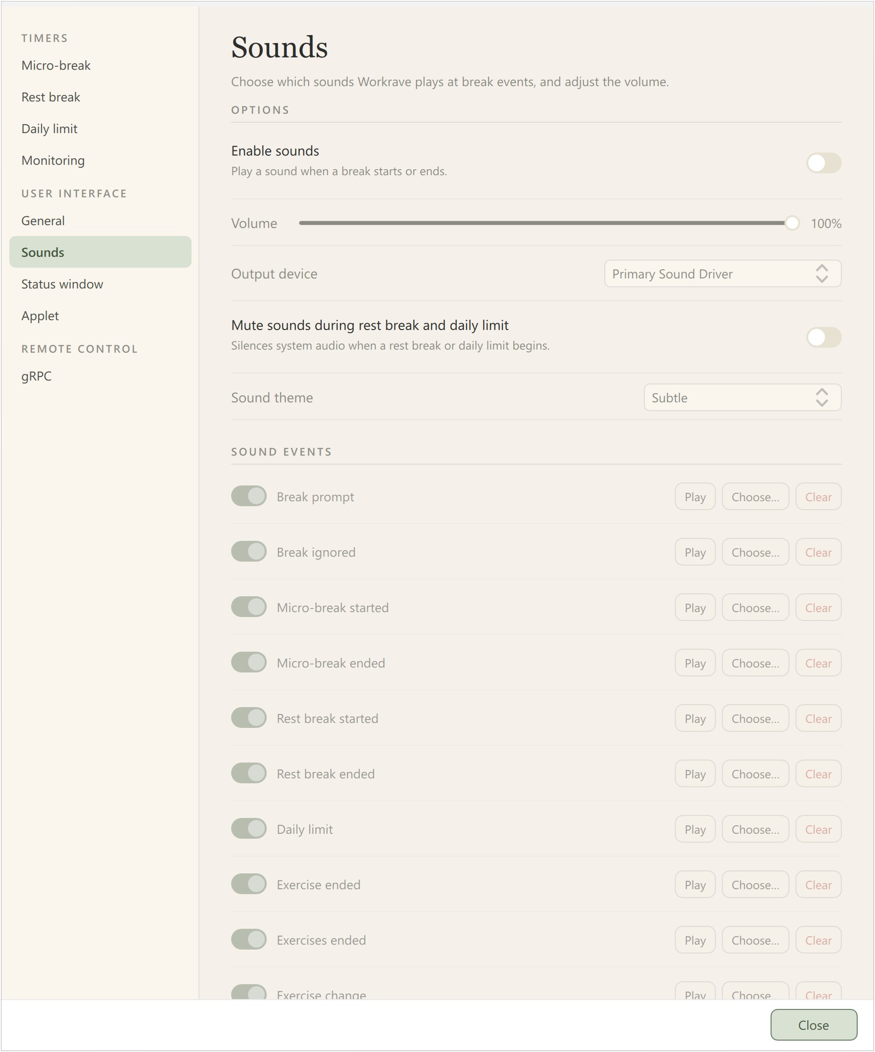 Preferences - UI - Sounds