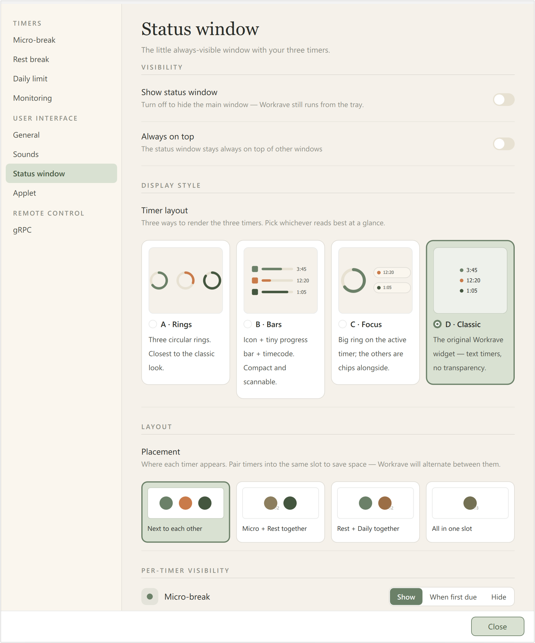 Preferences - UI - Main Window