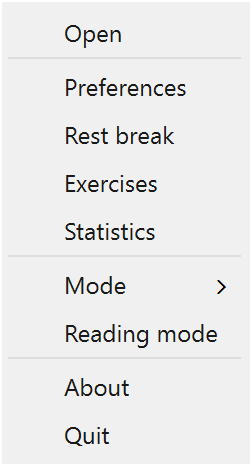 Windows tray icon menu